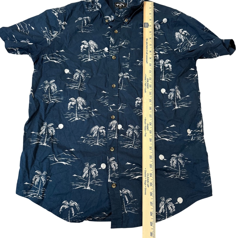 Billabong Mens Shirt Short Sleeve Palm Tree Print Navy Blue Size L Resortwear - Picture 7 of 9